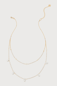 Glamour Pearl Gold Layered Beaded Necklace