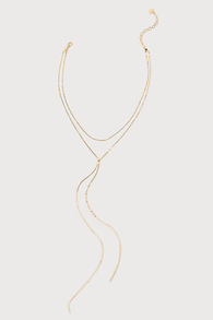 Poised Elegance Gold Layered Lariat Chain Necklace