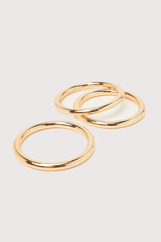 Thrice as Nice Gold Three-Piece Bangle Bracelet Set 1