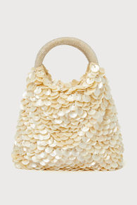 Kiss and Shell Cream Beaded Shell Handbag