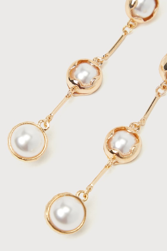 Modern Charisma Gold Pearl Drop Earrings 1