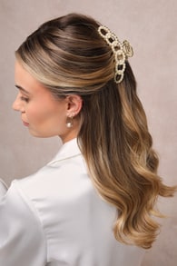 Exceptional Updo Gold Pearl Claw Hair Clip