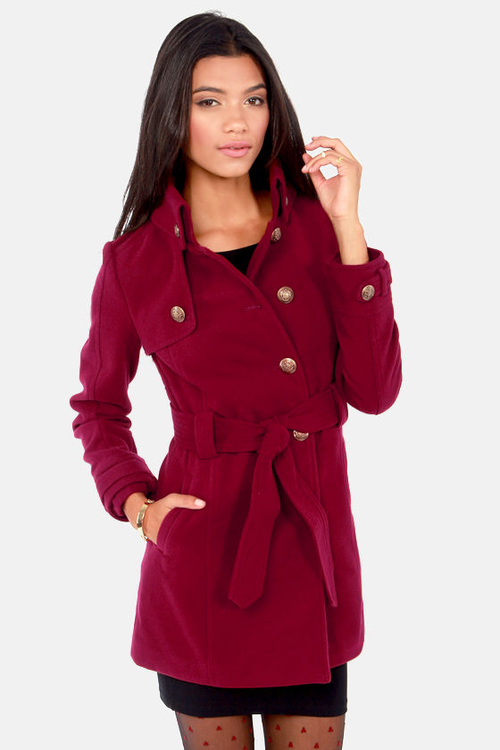 BB Dakota by Jack Camelot Coat - Wine Red Coat - Pea Coat - $63.00 - Lulus