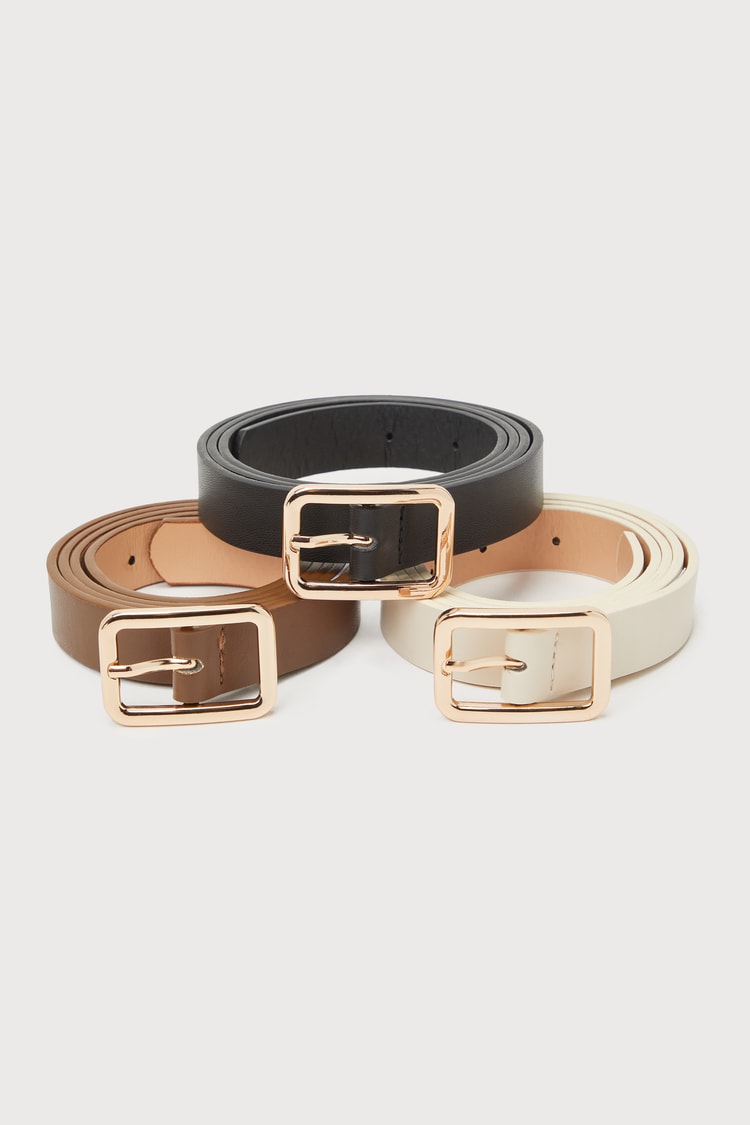 Black, Ivory, and Brown Three-Piece Belt Set | Womens | One Size | Lulus | Holiday