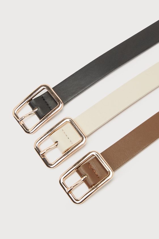 Stylish Setup Black, Ivory, and Brown Three-Piece Belt Set - thumbnail 5