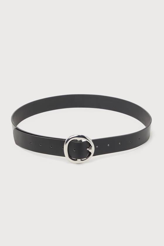Effortless Detail Black Oversized Circle Buckle Belt 1
