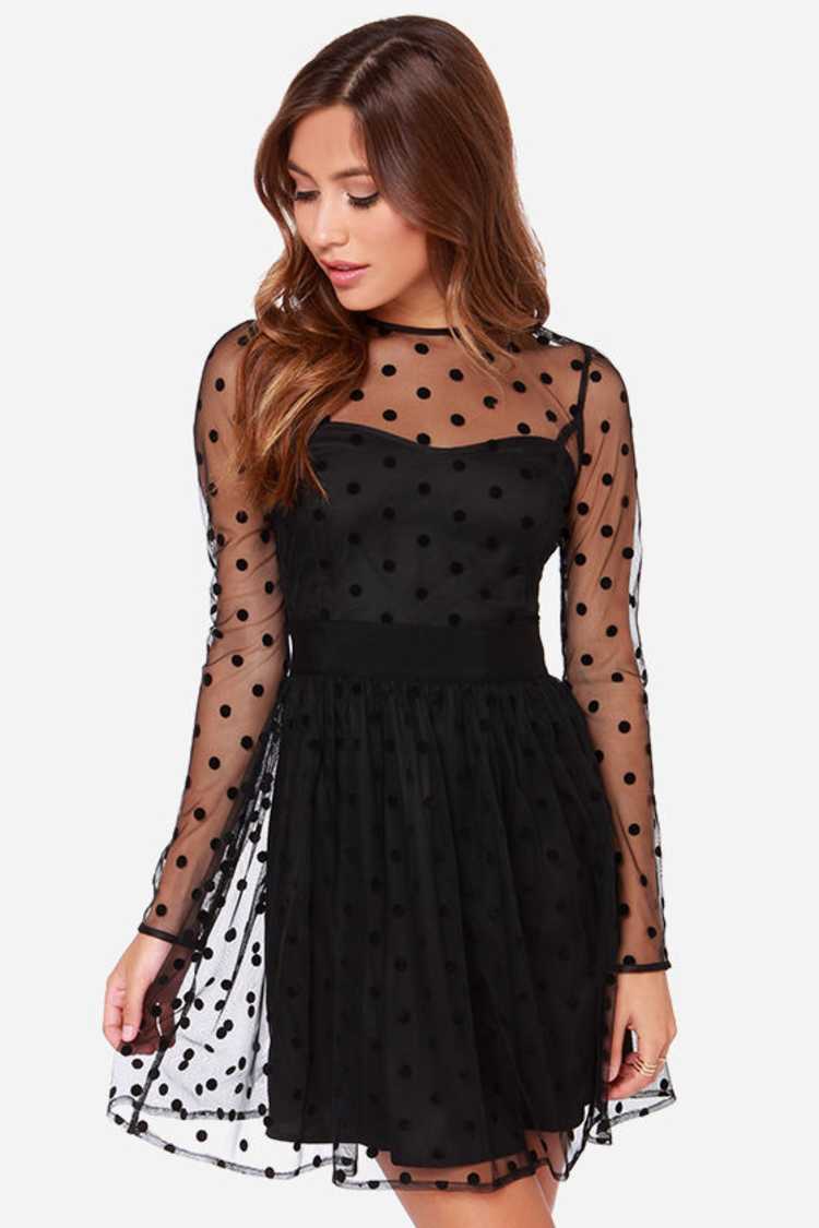 Evening Dress Cute Black Long Sleeve Dresses Pretty Black Dress Polka Dot Dress Skater Dress Lulus Evening Dress Cute Black Long Sleeve Dresses Pretty Black Dress Polka Dot Dress Skater Dress Lulus