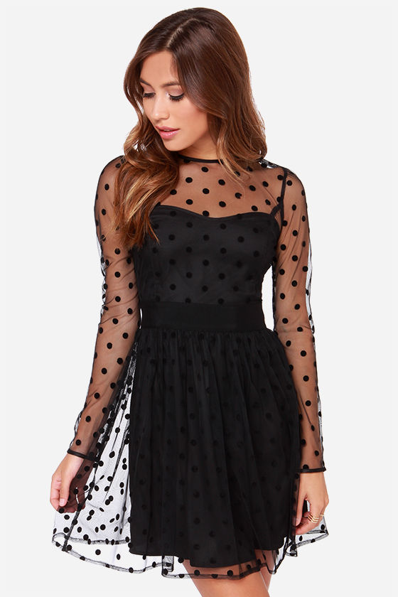 black polka dot outfit