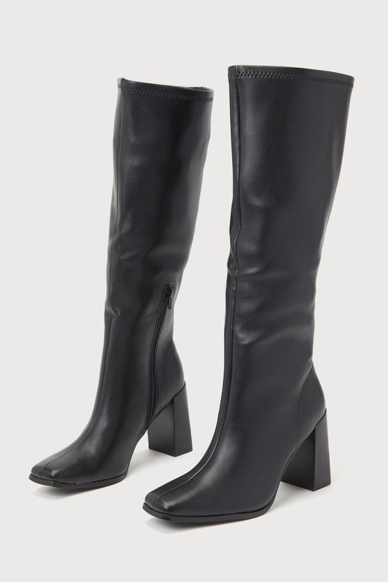 Chinese Laundry Mary Boots - Black Tall Boots - Square Toe Boots - Lulus