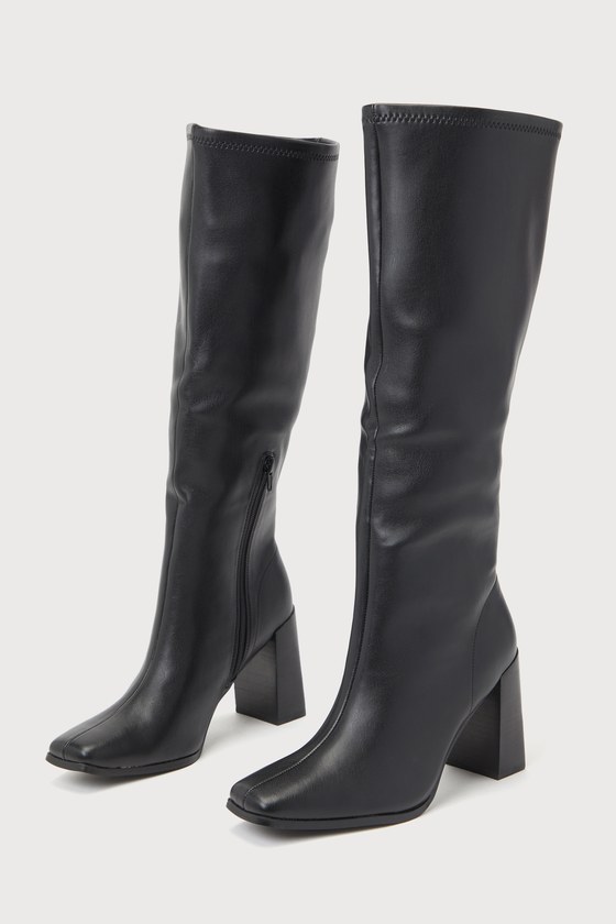 Chinese Laundry Mary Black Square-toe Knee-high High Heel Boots In Black