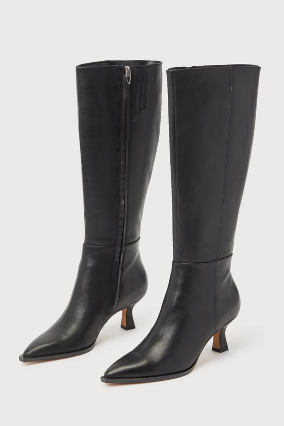 Shop Dolce Vita Auggie Black Leather Pointed-toe Knee-high Boots