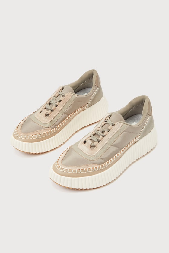 Dolen Dark Taupe Nylon Platform Sneakers 3