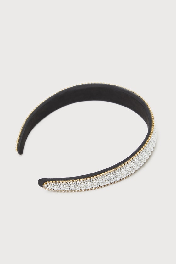 White Sparkly Headband Pearl Headband Rhinestone Headband Lulus