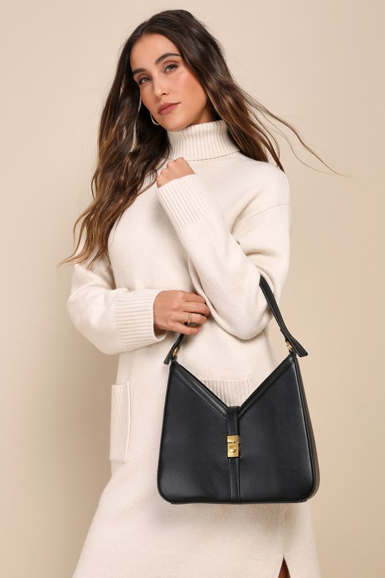 Lulus Impressive Detail Black Shoulder Bag