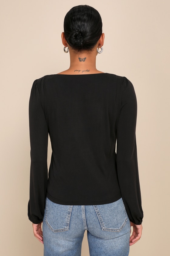 Black V-Neck Short Sleeve Knit Top (XL)