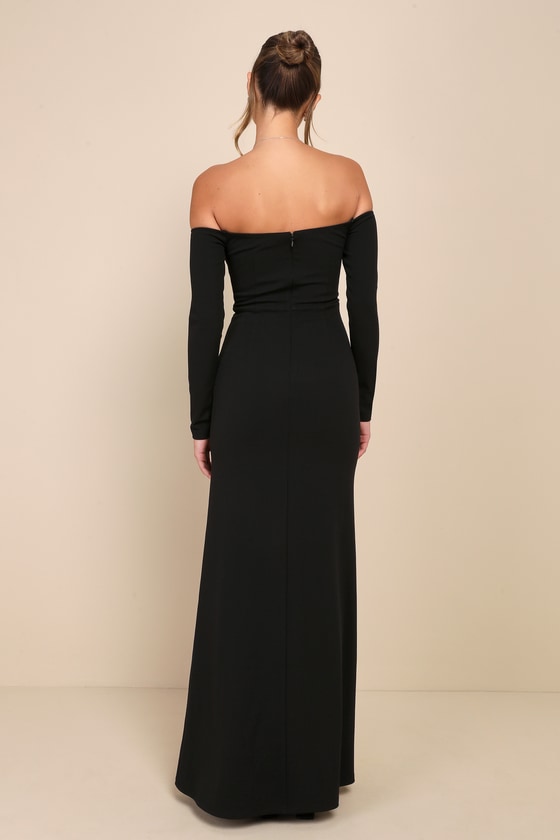Alluring Sophistication Black Off-the-Shoulder Maxi Dress 4