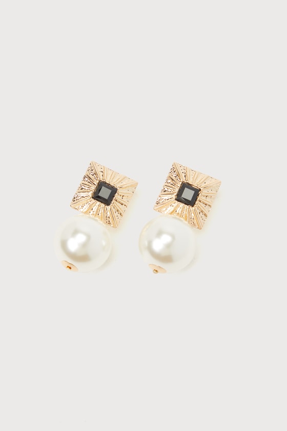 London 14KT Gold Pearl Statement Earrings - thumbnail 4