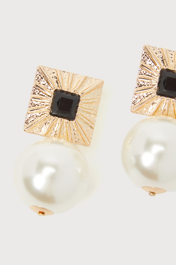 London 14KT Gold Pearl Statement Earrings