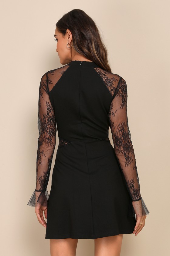 Mini Radish - Black Long Sleeve Skater Dress main image 0