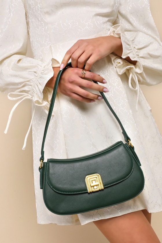 Picturesque Charm Green Vegan Leather Shoulder Bag 8