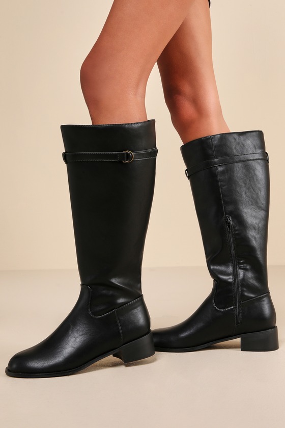 Lulus Cedrina Black Knee-high High Heel Boots