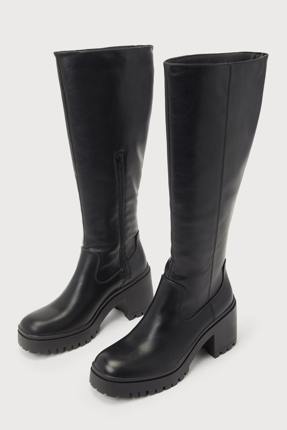Dirty Laundry Oakleigh - Black Knee-High Boots - Lug Sole Boots - Lulus