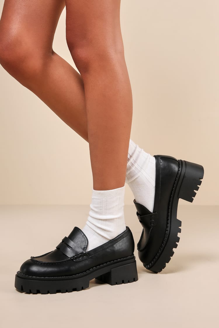 Chic Black Loafers - Platform Loafers - Chunky Loafers - Lulus display picture 1