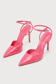 Deby Paradise Pink Crocodile-Embossed Leather Pumps