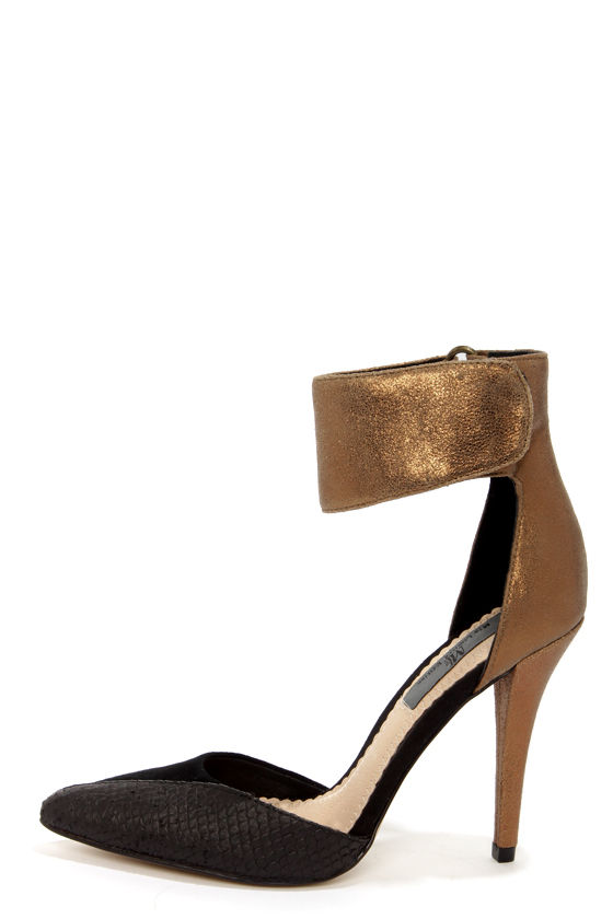 bronze ankle strap heels