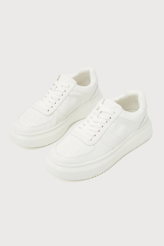 Spiriit White Paris Lace-Up Platform Sneakers 1
