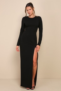 Flawless Esteem Black Long Sleeve Cutout Column Maxi Dress 2