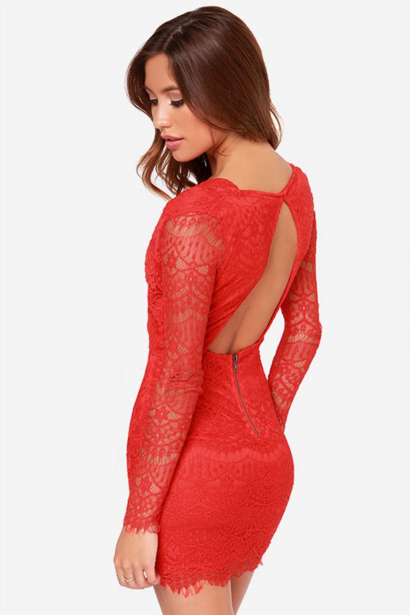 chinese dress ladies Black Le Stretch Lace Plunge Mini Dress