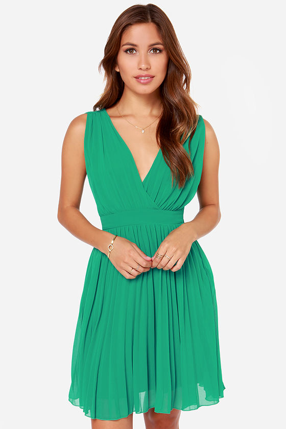 Green Dress Sleeveless Dress Pleated Dress 55.00 Lulus