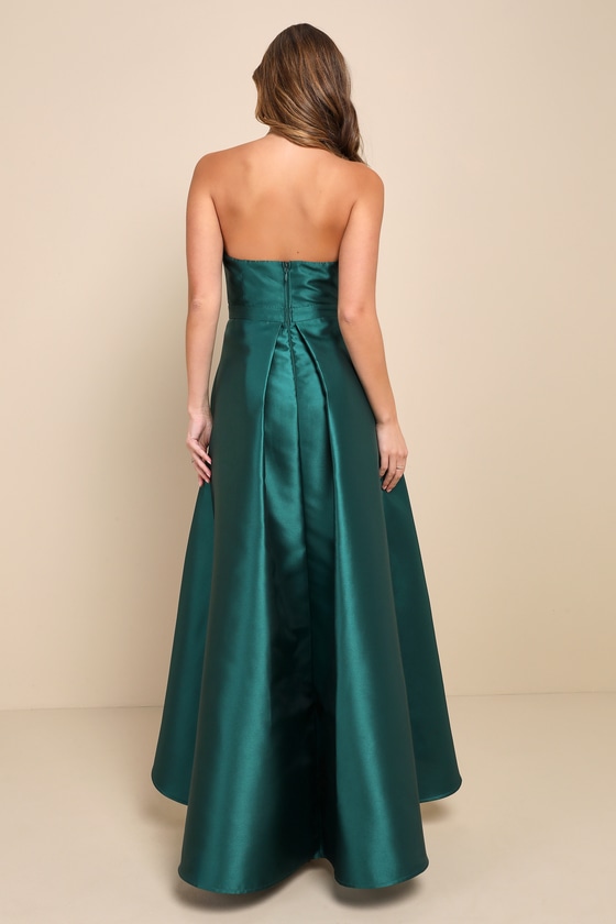 ◆Lulus◆Broadway Show ハイローガウン ルルス 送料込 Lovely Emerald Green Dress - High-Low Dress - Satin Gown - Lulus