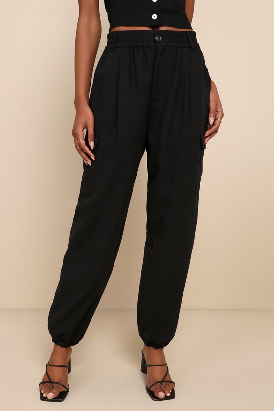 Black Cargo Jogger Pants