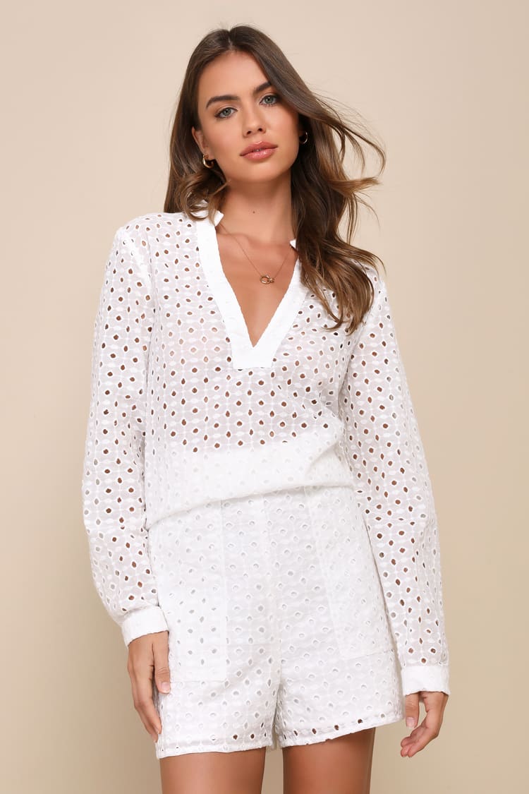 Ivory Cotton Shorts - Eyelet Shorts - High-Waisted Shorts - Lulus Ivory Cotton Shorts - Eyelet Shorts - High-Waisted Shorts - Lulus