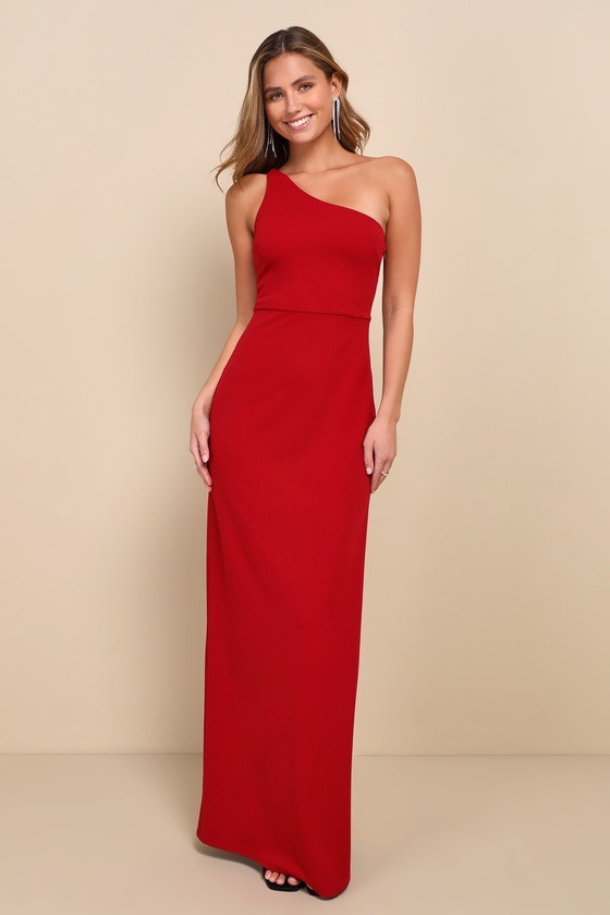 Lulus Loveliest Arrival Red Backless One-shoulder Maxi Dress