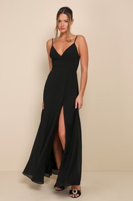 Upscale Perfection Black Chiffon Pleated Sleeveless Maxi Dress