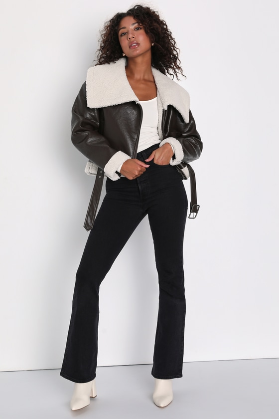 Mountain Days Brown Shearling Moto Jacket 11