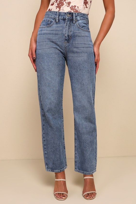 Trendy Destiny Medium Wash High-Waisted Dad Jeans 2