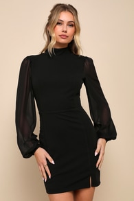 Exceptionally Flirty Black Long Sleeve Backless Mini Dress 2