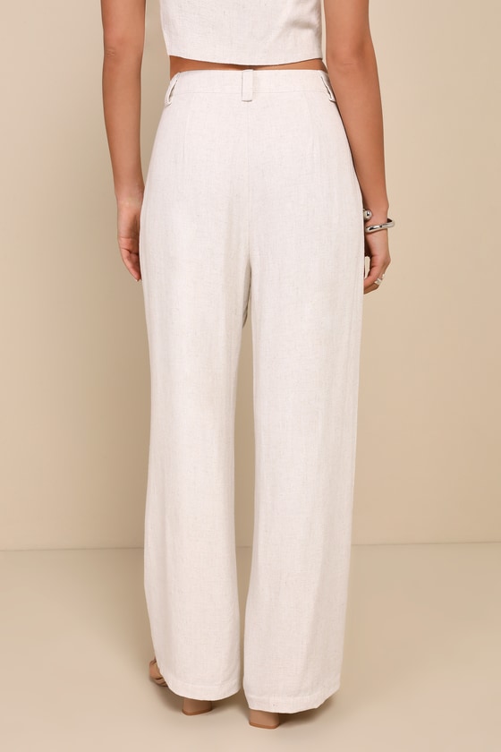 Beige Linen Pants - Wide-Leg Pants - Chic Trouser Pants - Lulus