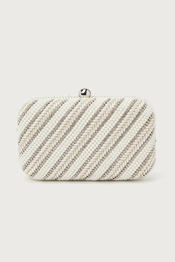 Dreaming in Luxury White Pearl Rhinestone Box Clutch 4