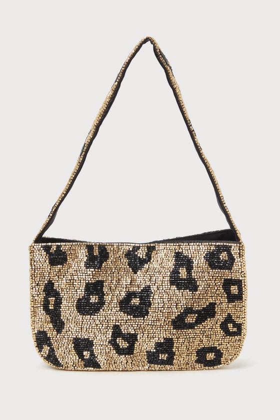Fierce Occasion Gold Leopard Print Beaded Handbag 2