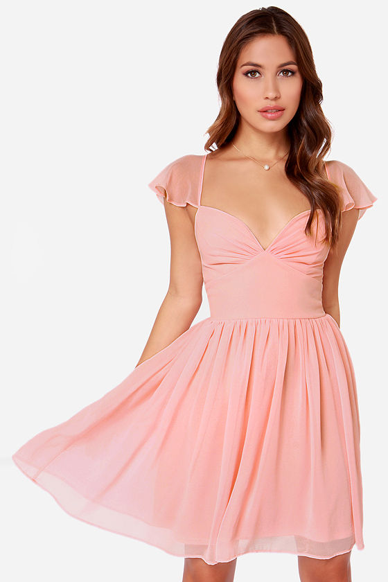 peach sleeveless dress