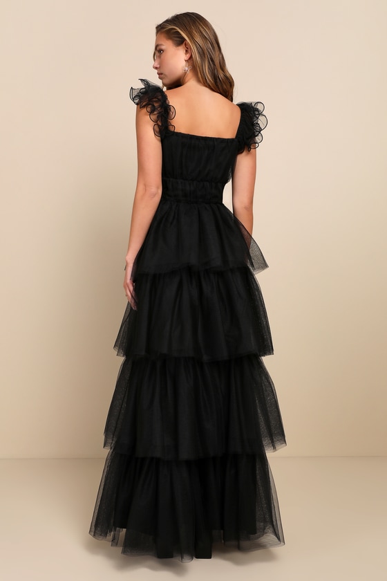 Tiered Black Tulle Maxi Dress – The Mimi Boutique