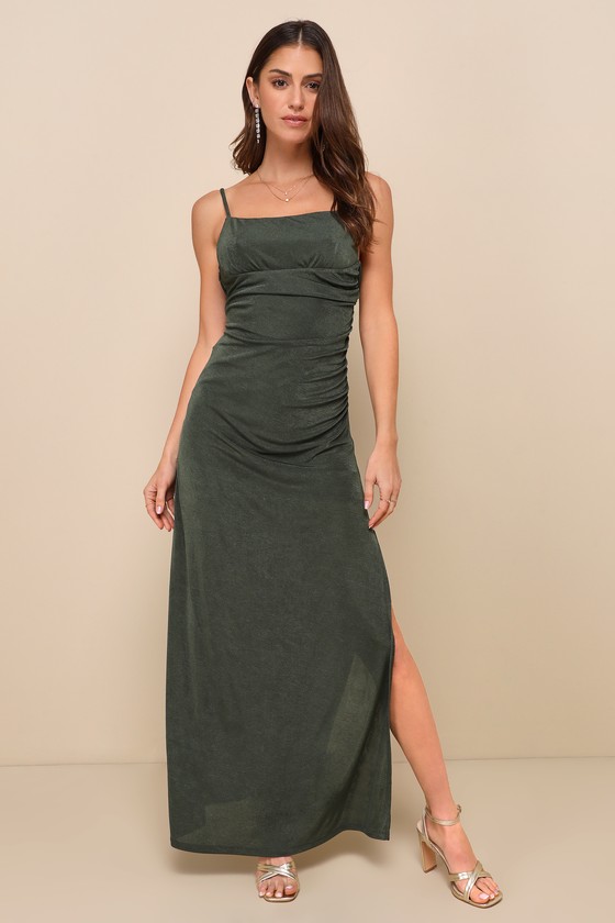 backless olive green dress