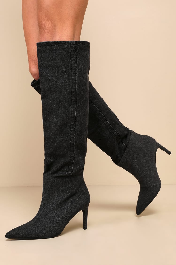tall black stiletto boots