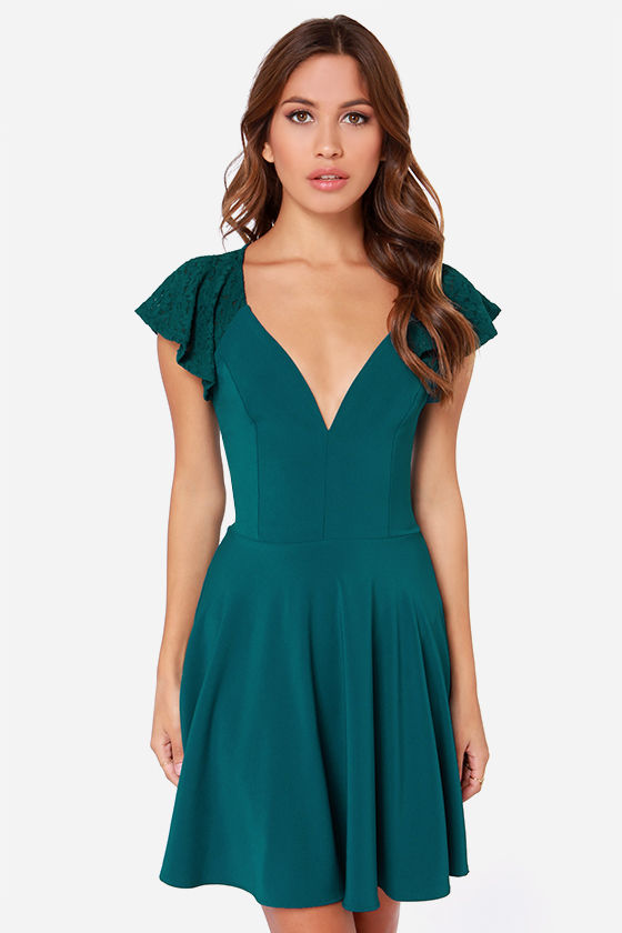 teal blue dress short