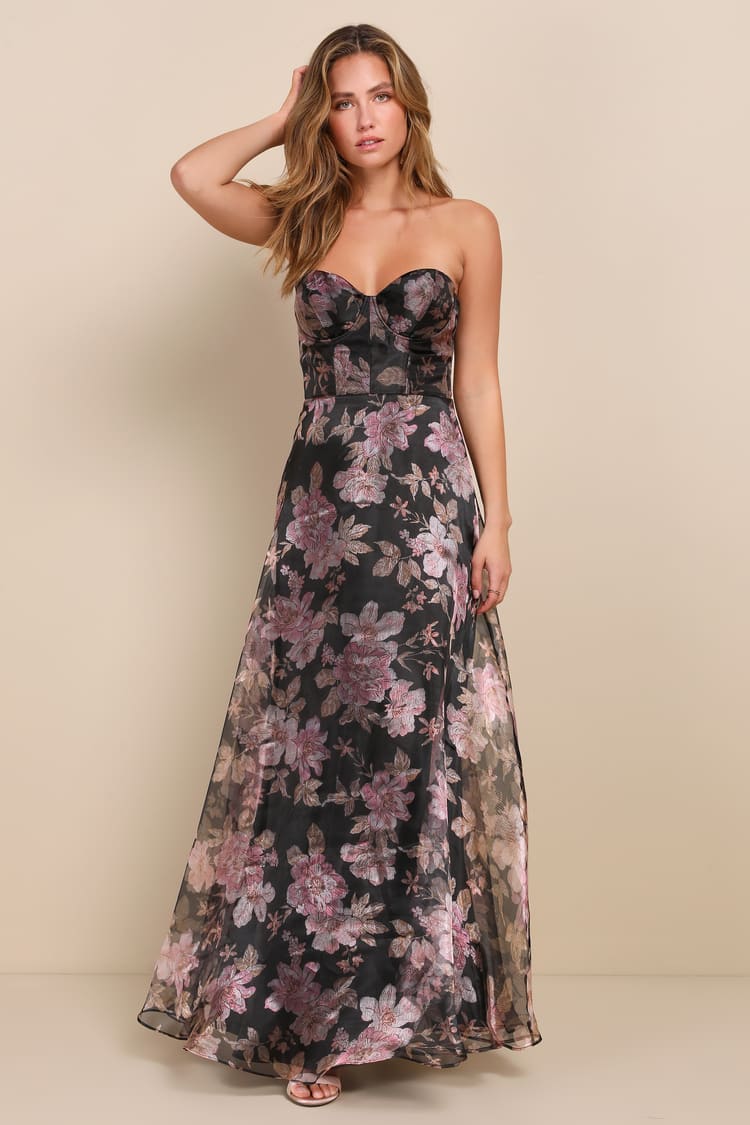 black floral organza dress Floral Print Organza Gown: Handmade Indian Wedding Outfit
